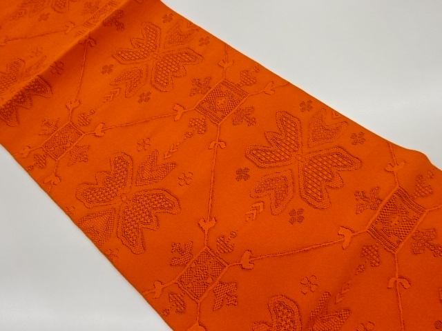 本場筑前博多変わり蜀江文に抽象草花模様織出し名古屋帯